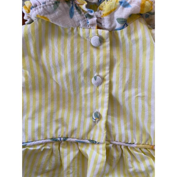 Cynthia Rowley 3-6 Month One Piece Set Hat Covered Buttons Yellow Lemon Bubble - Picture 4 of 13